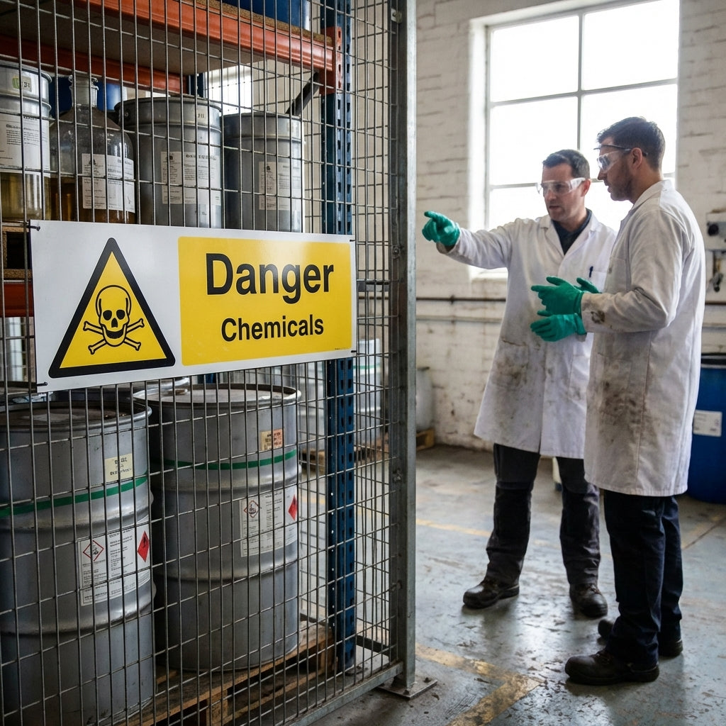 Danger Chemicals Safety Sign – 1mm Rigid Plastic – Indoor & Outdoor Use