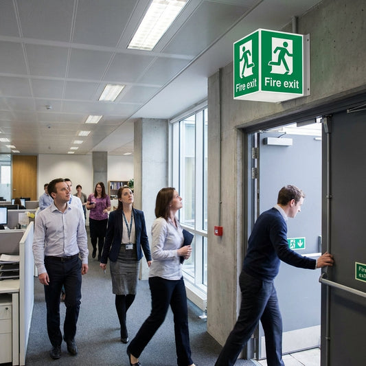 Fire Exit Projecting Signs – 1mm Rigid Plastic – Indoor/Outdoor Use