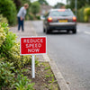 Reduce Speed Now Sign with Post – 450mm x 150mm – 2mm Aluminium – Outdoor Use