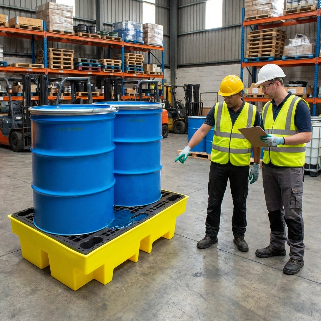 2 Drum Spill Containment Pallets – 1220x820x330mm – Polyethylene – Industrial