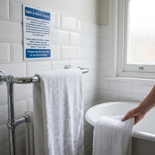 Bath & Hand Towels Sign – 75mm x 100mm – Self Adhesive Vinyl – Indoor Use