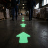 Anti-slip Glow in the Dark Arrow Floor Markers – 75mm – Photoluminescent Material – Indoor Safety