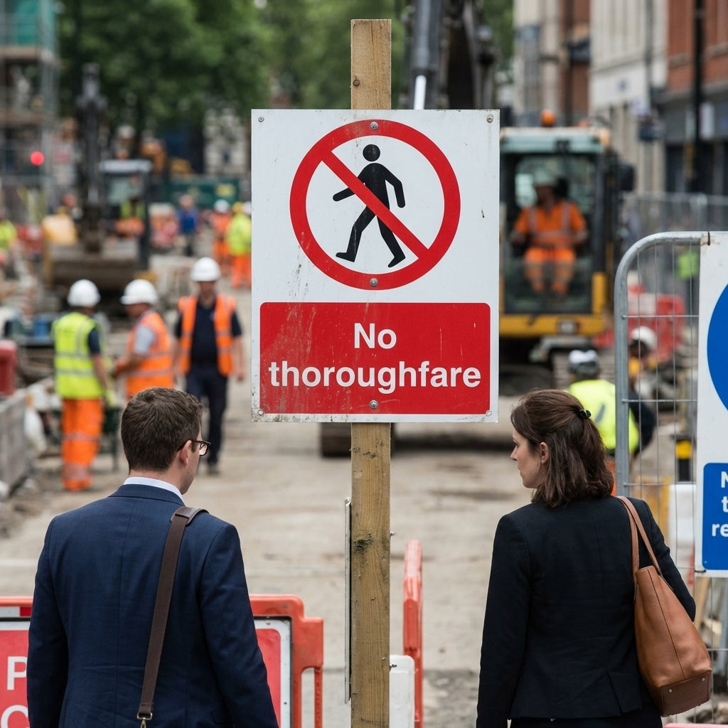 No Thoroughfare Safety Sign – 1mm Rigid Plastic – Indoor/Outdoor Use