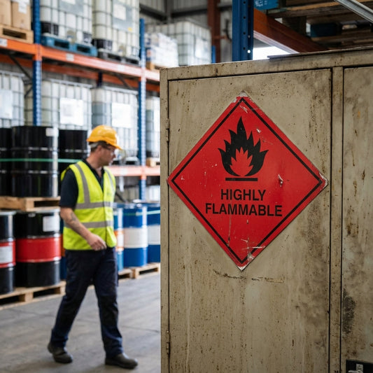 Highly Flammable Hazard Warning Diamond – 1mm Rigid Plastic – Indoor/Outdoor Use