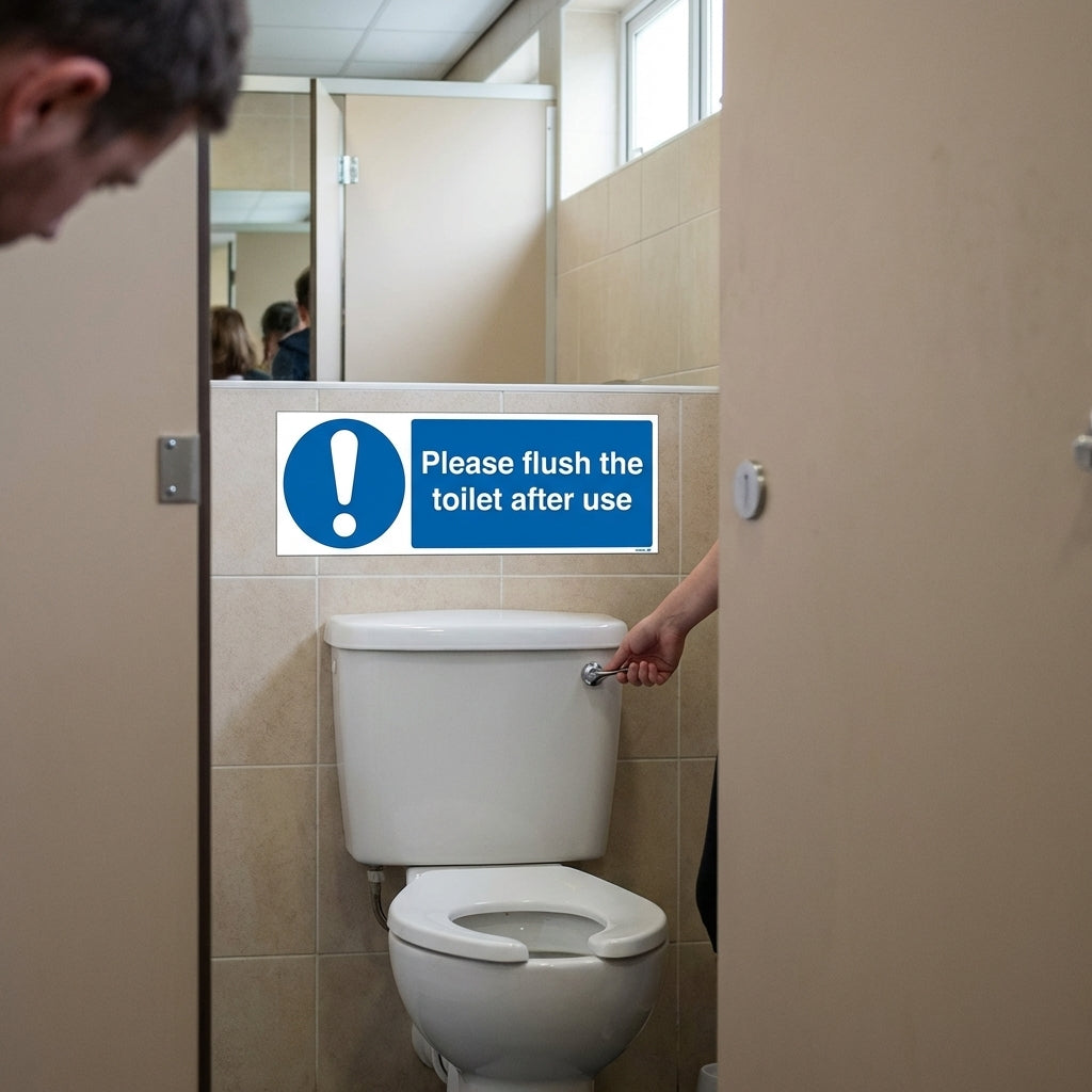 Please Flush Toilet Sign – 1mm Rigid Plastic – Indoor/Outdoor