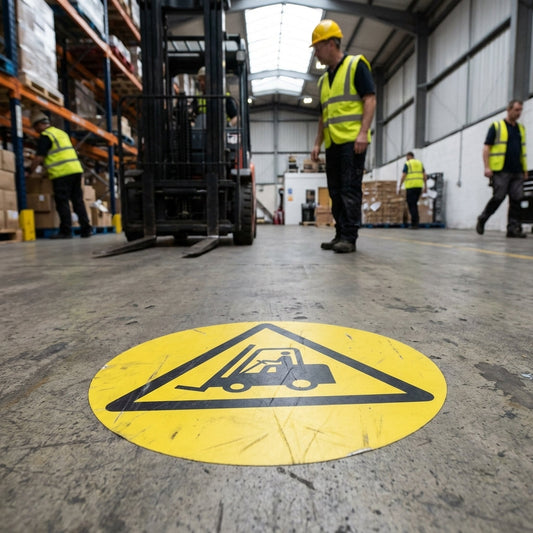 Forklift Truck Symbol Floor Graphic – 400mm Diameter – Polycarbonate – Industrial Use