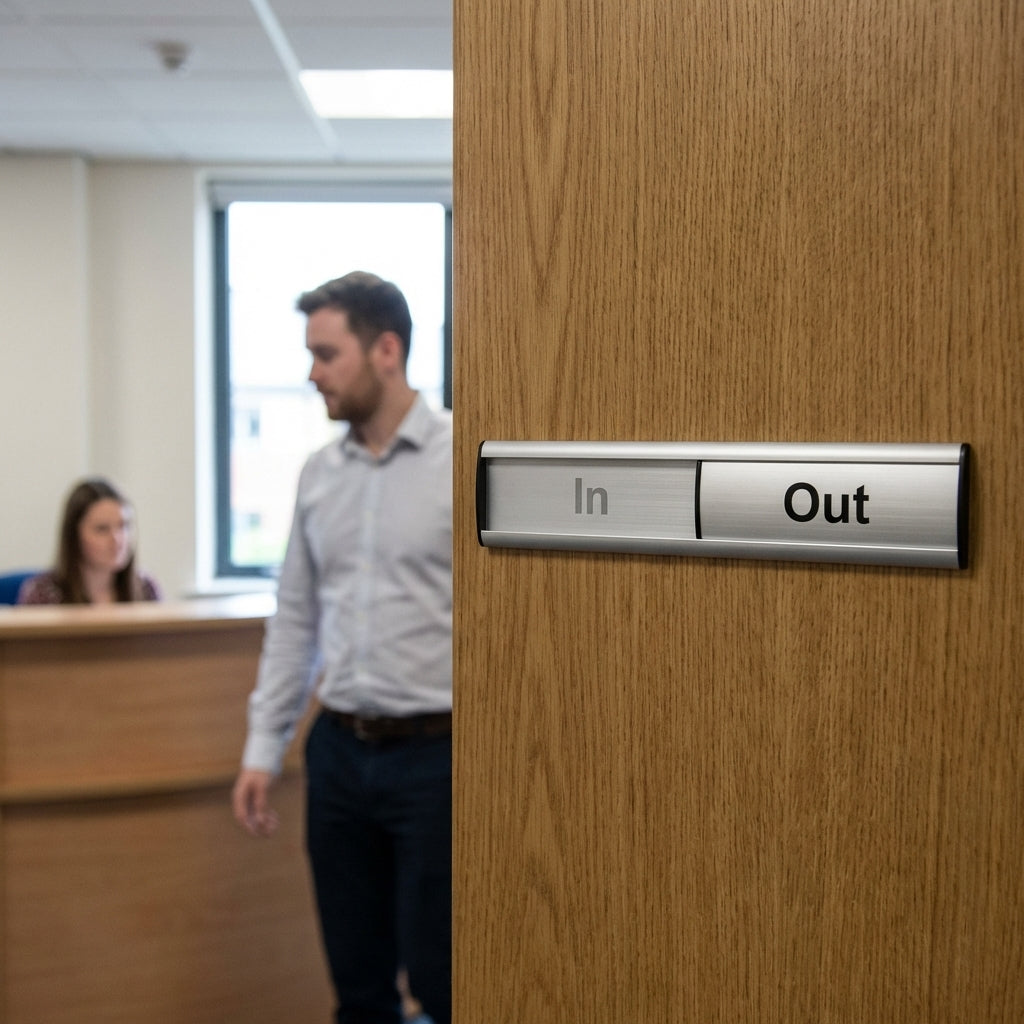 Door Slider Signs – 300mm x 40mm – Anodised Aluminium – Indoor/Outdoor