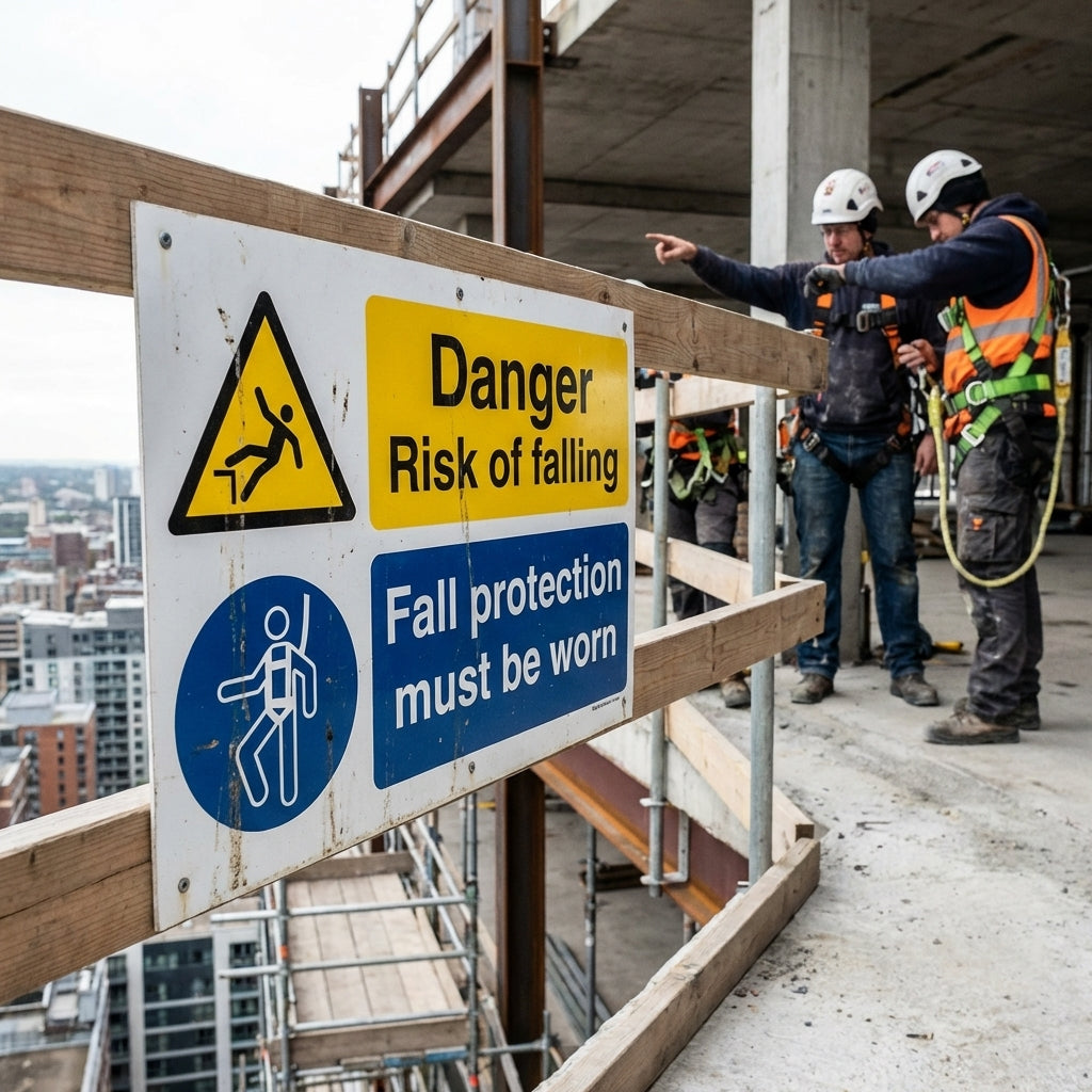 Danger Risk of Falling Sign – 1mm Rigid Plastic – Indoor/Outdoor Use