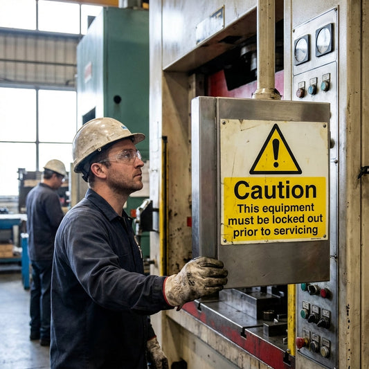 Caution This Equipment Must Be Locked Out Prior to Servicing Safety Signs – 1mm Rigid Plastic or Self-Adhesive Vinyl – Indoor/Outdoor Use