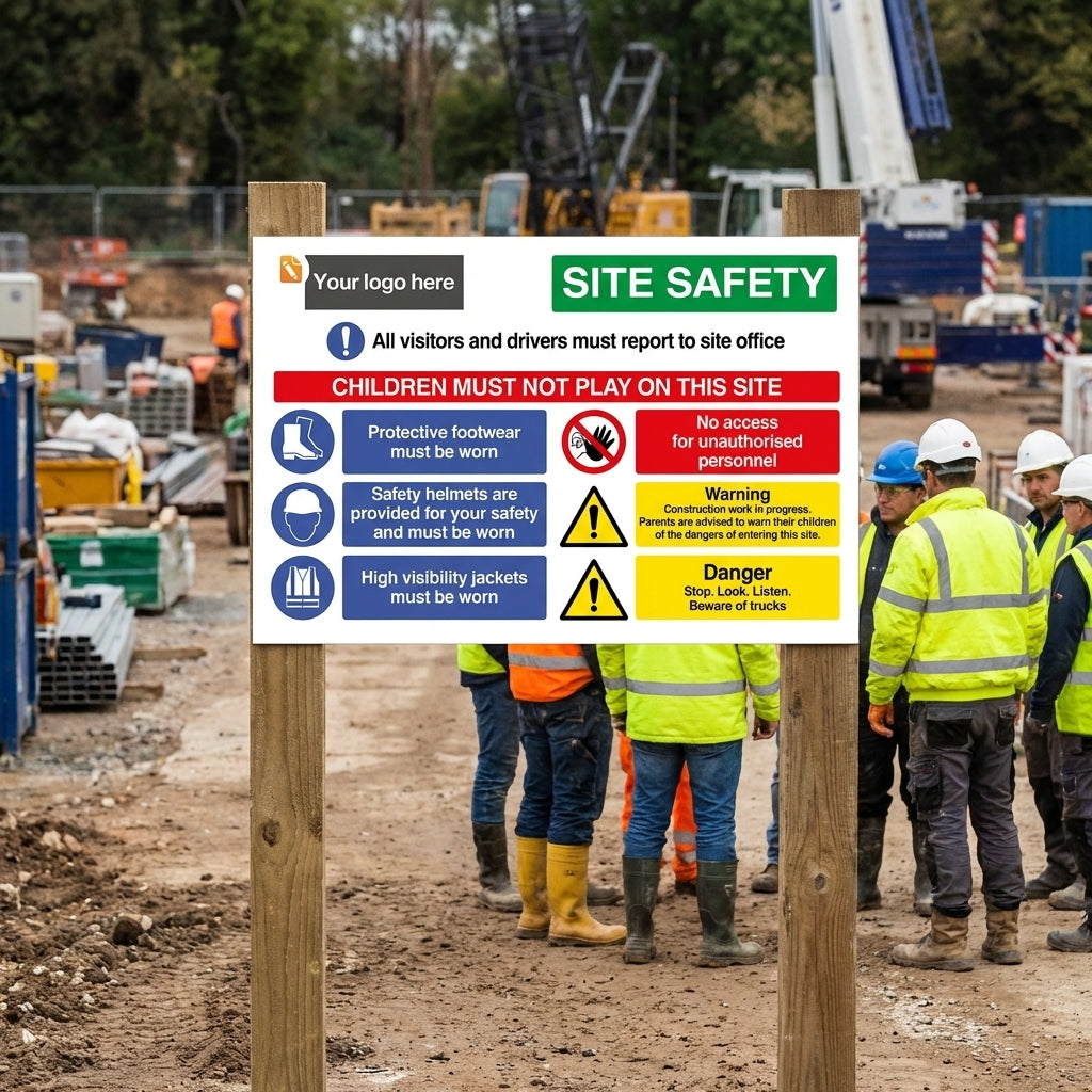 Site Safety Main Entrance Sign – Customizable – Durable Correx – Commercial Use