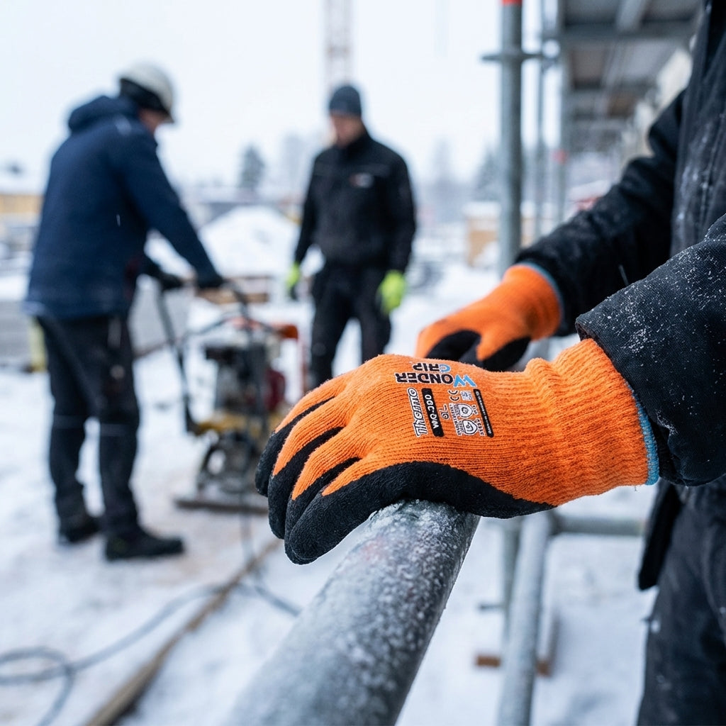 Thermal Work Gloves – High-Visibility Orange – Double Latex Coating – Cold Weather Protection