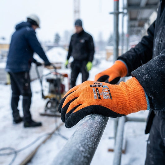 Thermal Work Gloves – High-Visibility Orange – Double Latex Coating – Cold Weather Protection