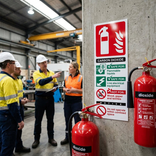 CO2 Extinguisher Identification Signs – Portrait – Safety Signage – Commercial Use
