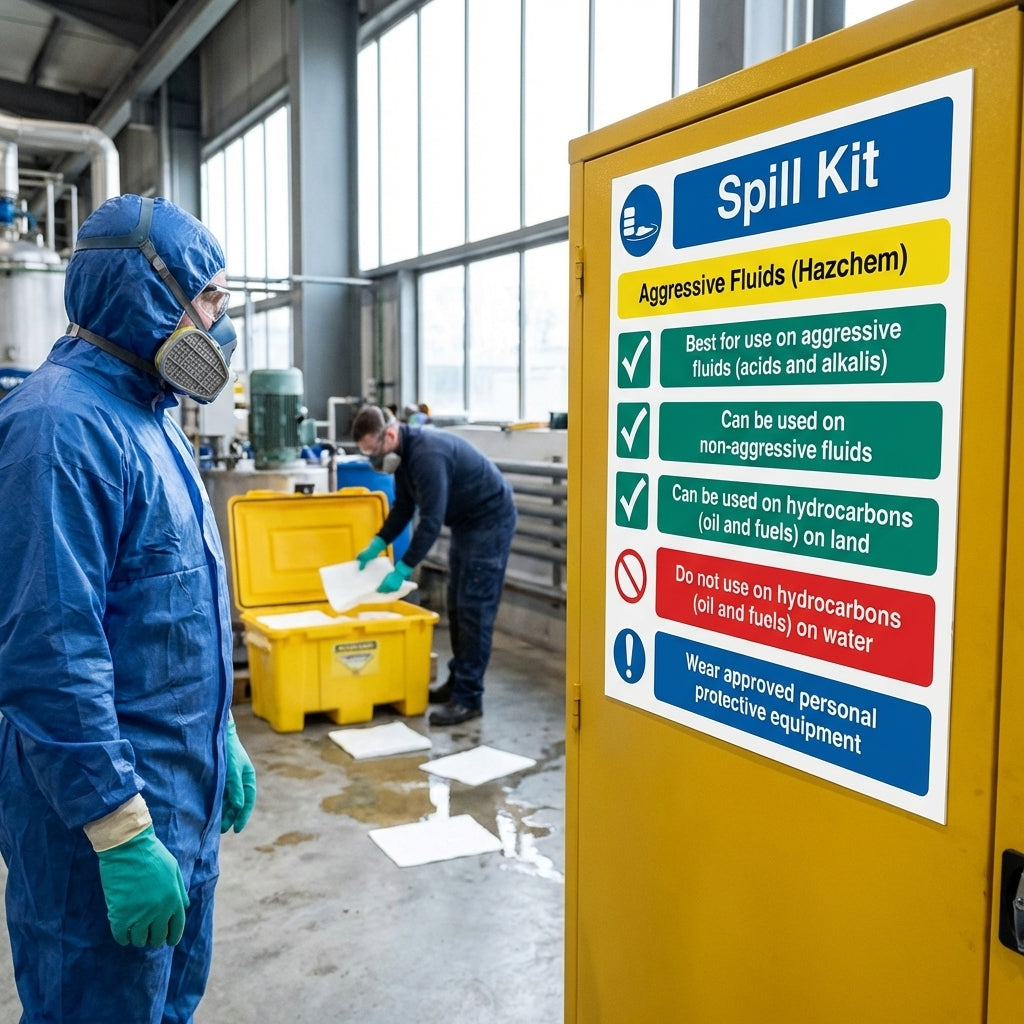 Spill Kit – Aggressive Fluids – Hazchem Signs – Industrial Use