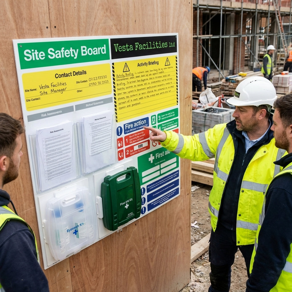Site Safety Board – 1050mm x 1090mm – Rigid Correx Plastic – Industrial Use