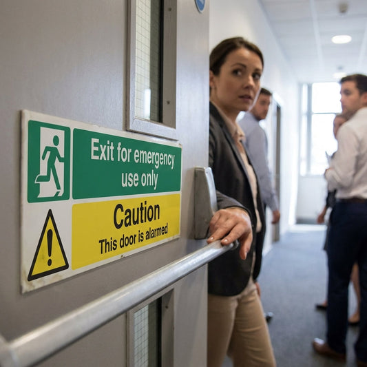 Emergency Exit Door Sign – 1mm Rigid Plastic – Indoor/Outdoor