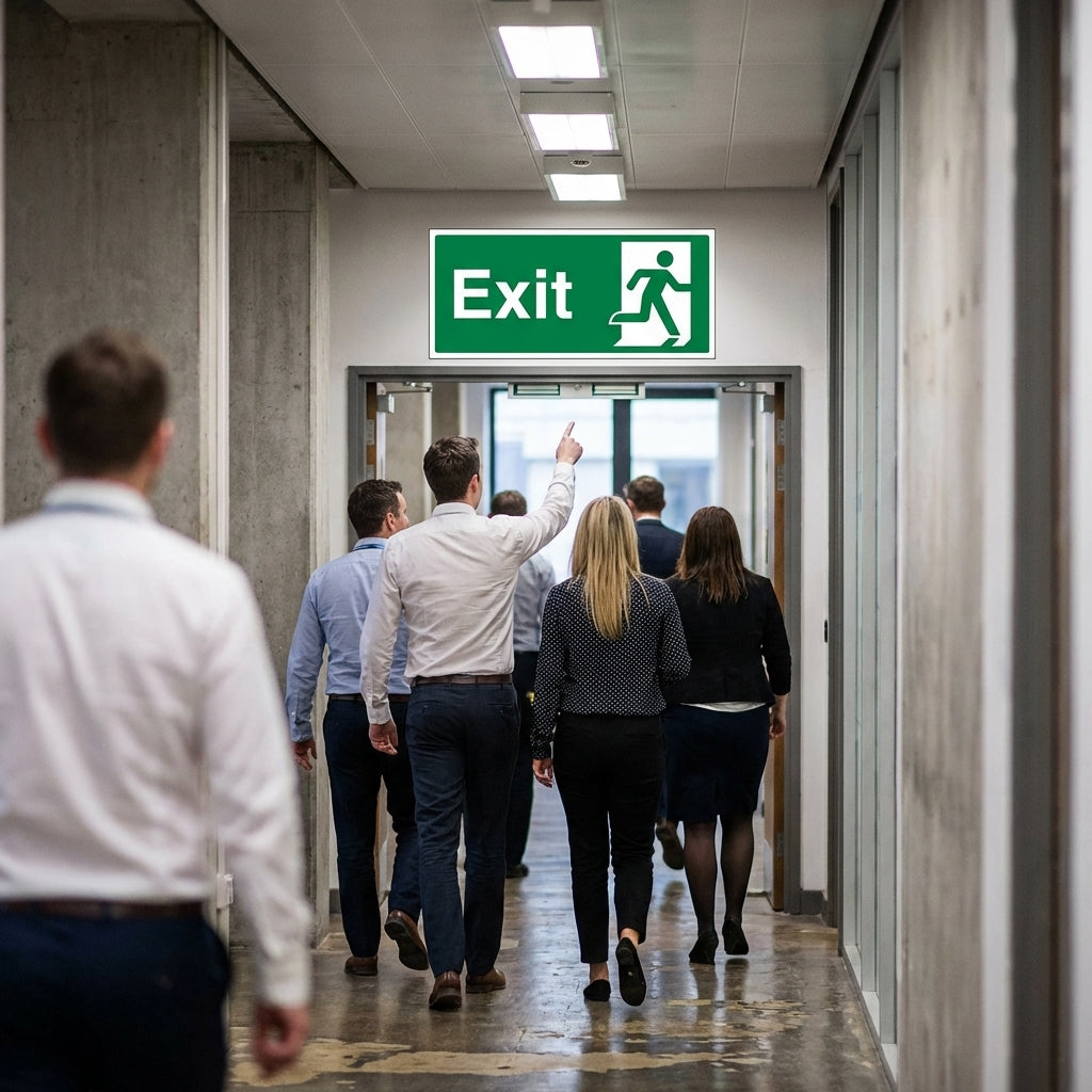 Exit Right Sign – Running Man Symbol – Indoor Safety