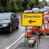 Diversion Left Reflective Temporary Road Traffic Sign – Class RA1 – Zintec Material – Industrial Use