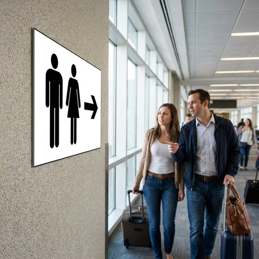 Toilet Symbol Signs – Male & Female – Rigid Plastic & Vinyl – Indoor/Outdoor Use