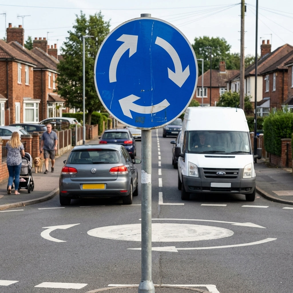 Mini Roundabout Reflective Traffic Sign – 600mm – 3mm Aluminium – Outdoor Use