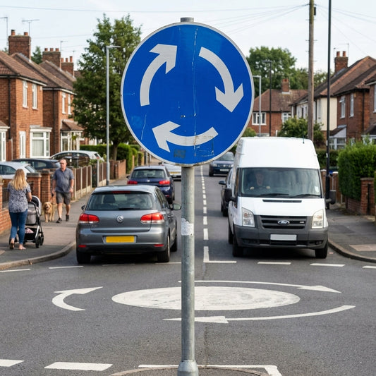 Mini Roundabout Reflective Traffic Sign – 600mm – 3mm Aluminium – Outdoor Use