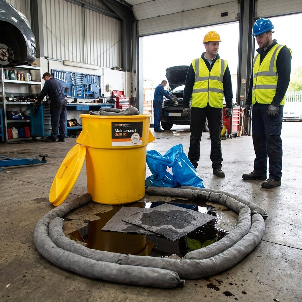 Spill Response Kit – 90 Litre Yellow Drum – Absorbent Pads & Socks – Industrial Use