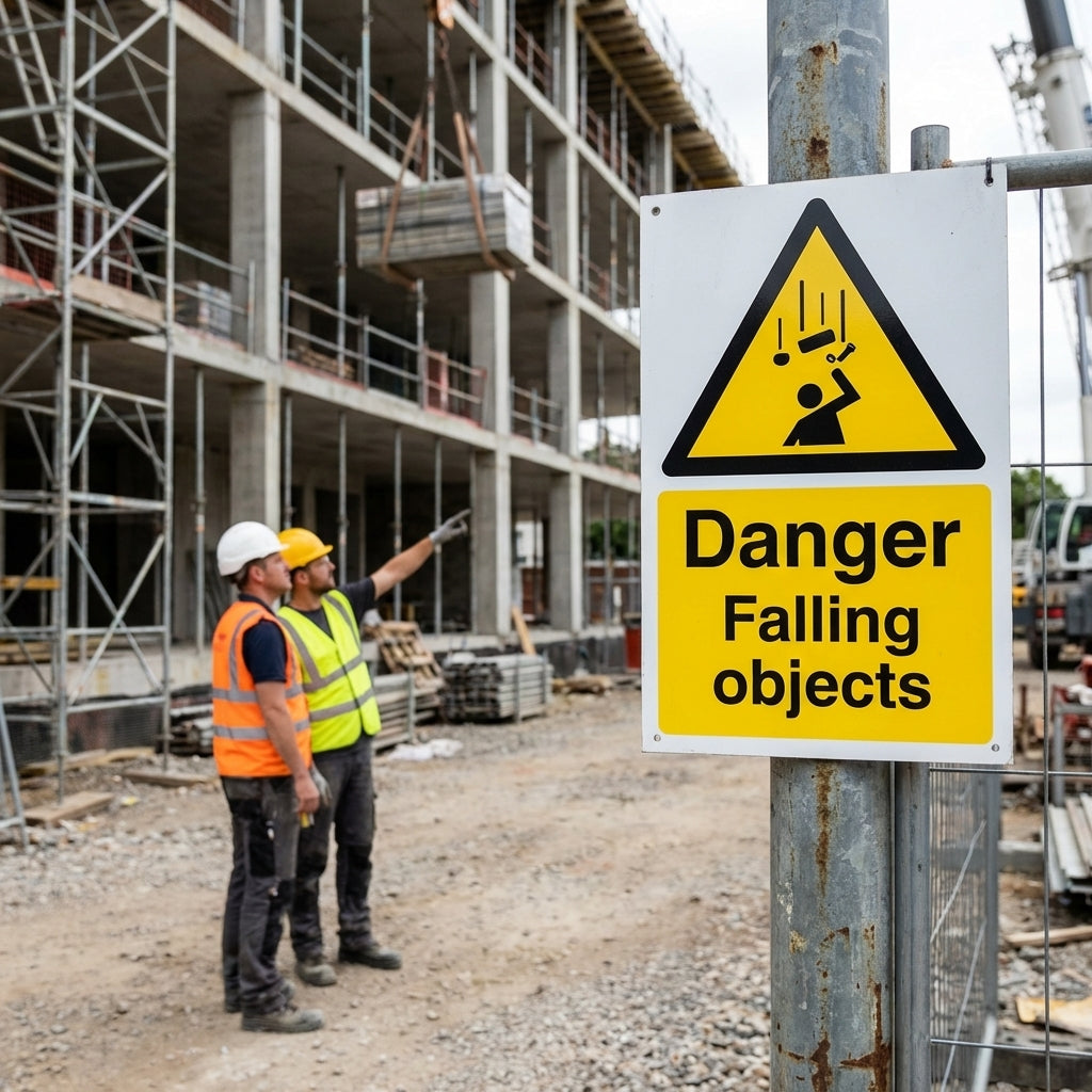 Danger Falling Objects Safety Sign – 1mm Rigid Plastic – Indoor/Outdoor