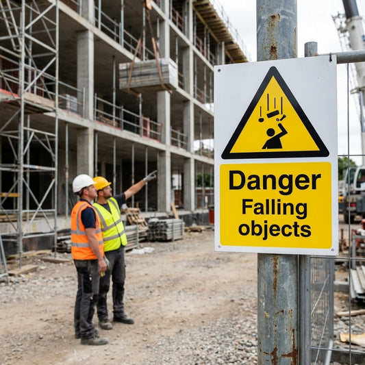 Danger Falling Objects Safety Sign – 1mm Rigid Plastic – Indoor/Outdoor
