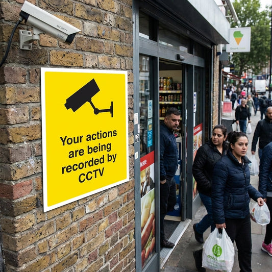 CCTV Surveillance Warning Sign – Your Actions Are Being Recorded – Commercial Use