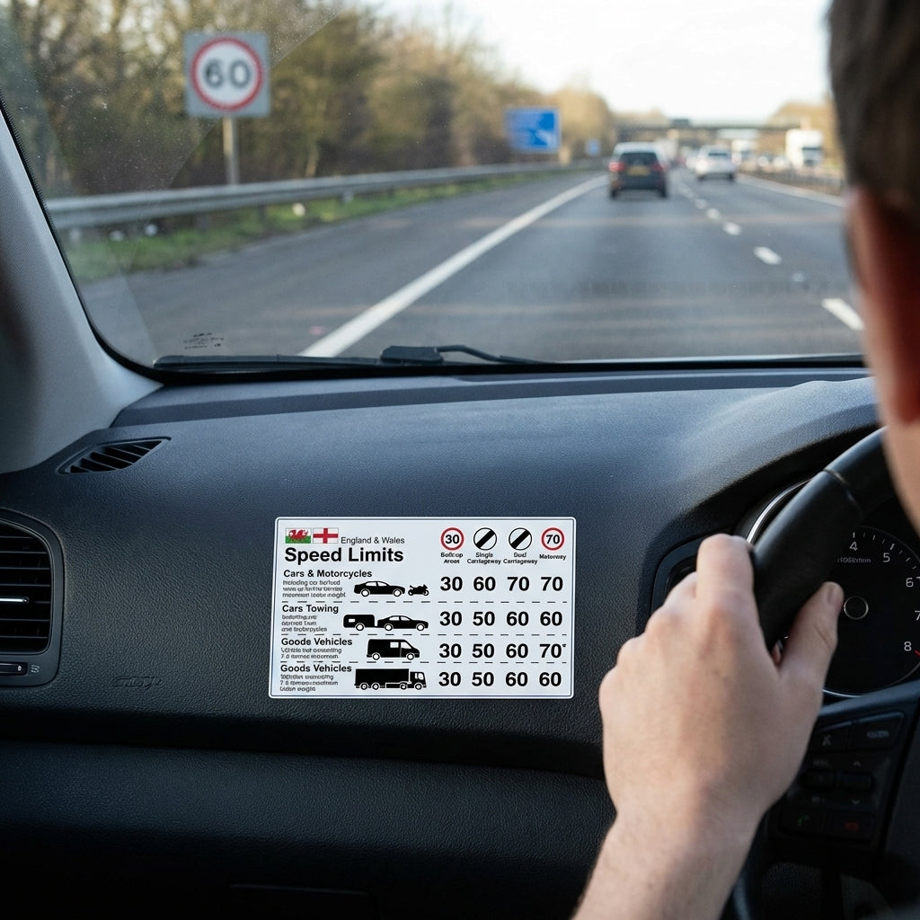 Dashboard Speed Limit Guidance Stickers – Self-Adhesive Vinyl – Indoor/Outdoor Use