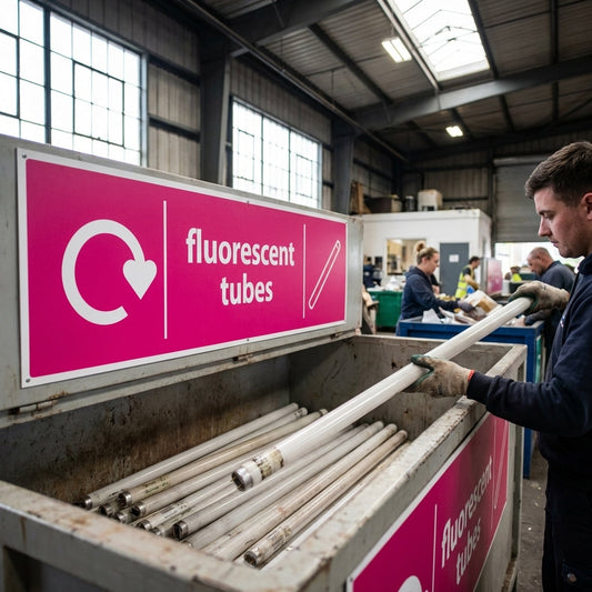 Recycling Signs – Fluorescent Tubes – Rigid Plastic & Vinyl – Indoor/Outdoor