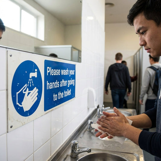 Please Wash Your Hands After Going to Toilet Safety Sign – 1mm Rigid Plastic – Indoor/Outdoor Use