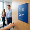 Braille Staff Only Sign – 150mm x 150mm – 1.5mm PVC with Self Adhesive – Indoor Use