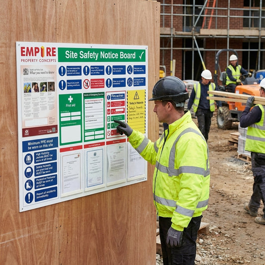 Extra-Compact Site Safety Notice Board – 1000mm x 1230mm – Rigid Correx Plastic – Industrial