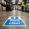 Keep Clear Floor Graphic Safety Sign – 400mm x 600mm – Polycarbonate – Industrial Use