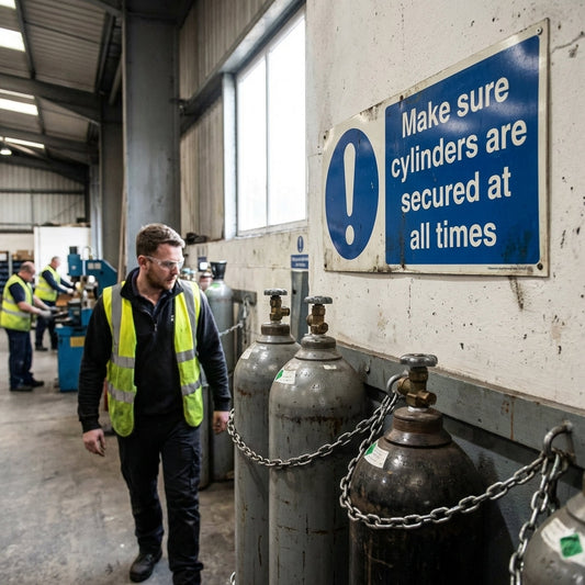 Safety Sign – 1mm Rigid Plastic – Indoor/Outdoor Use – Secure Cylinders