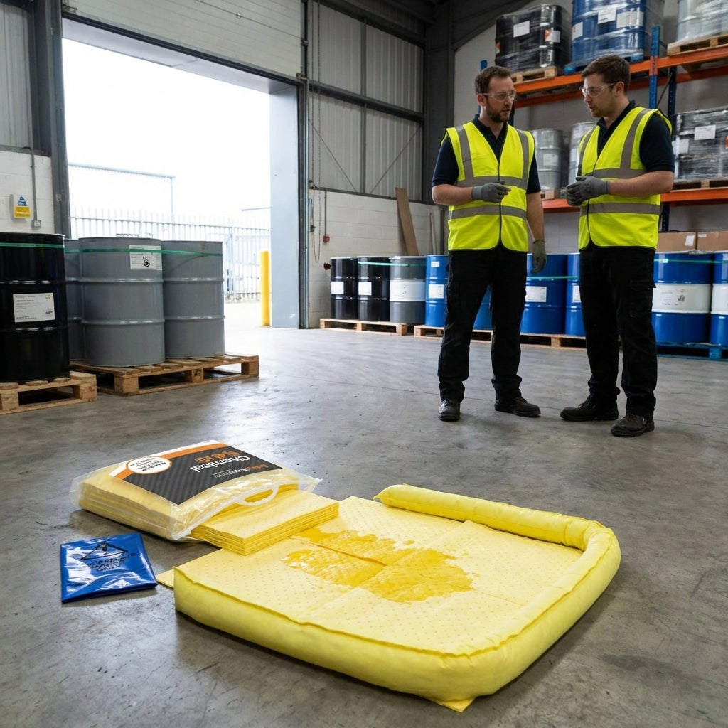 20 Litre Spill Kits – Waterproof Clip Bag – Maintenance, Oil & Chemical – Industrial Use