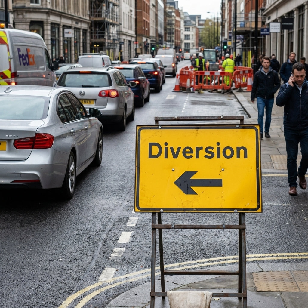 Temporary Traffic Sign – 600mm x 450mm – Rigid Plastic – Indoor & Outdoor