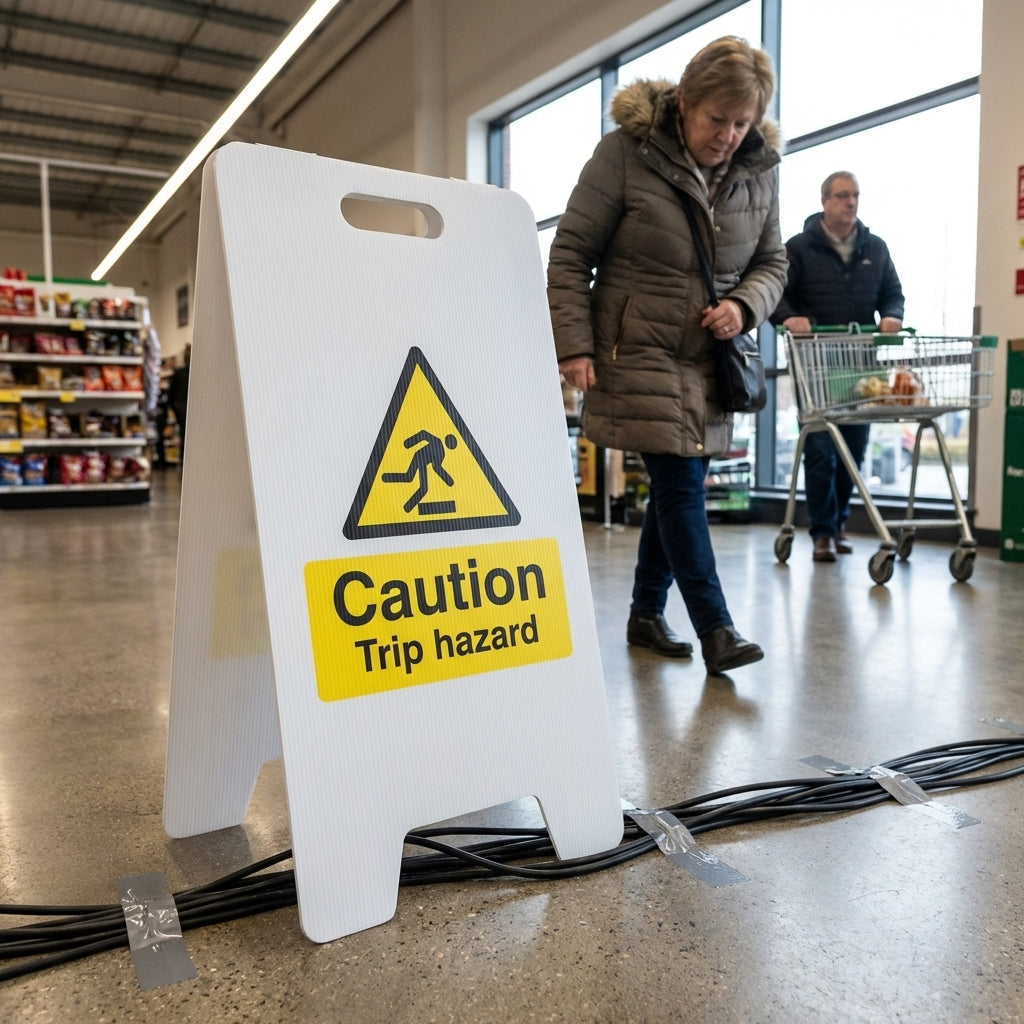 Caution Trip Hazard Sign – 300mm x 600mm – Fluted Polypropylene – Indoor/Outdoor