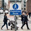 Pedestrian Route Safety Signs – 1mm Rigid Plastic – Indoor & Outdoor Use