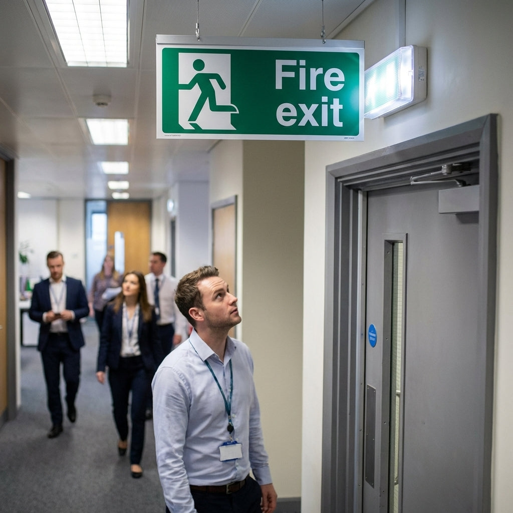 Fire Exit Sign – Final Exit Left with Running Man – Safety Signage – Commercial Use