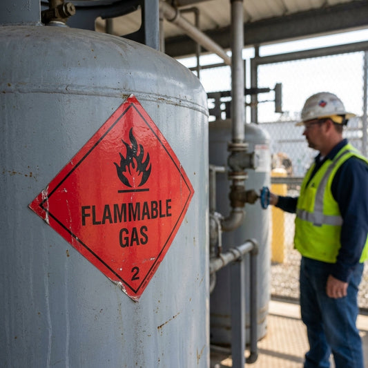 Flammable Gas Hazard Warning Diamond – 1mm Rigid Plastic – Indoor/Outdoor Use