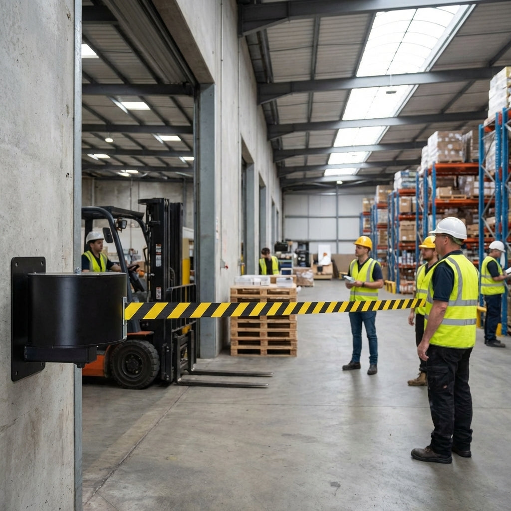Wall Mounted Retractable Barriers – 16m & 23m – Heavy Duty – Industrial Use