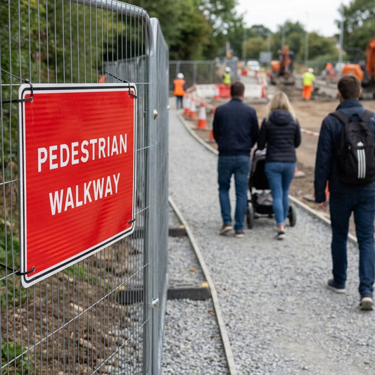 Pedestrian Walkway Temporary Traffic Sign – 600mm x 450mm – Polypropylene RA1 Reflective – Indoor/Outdoor Use