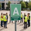 Assembly Point Sign – Custom Letter/Number – 1mm Rigid Plastic – Indoor/Outdoor Use