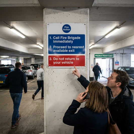 Fire Action Notice – 600mm x 450mm – Rigid Plastic – Car Parks