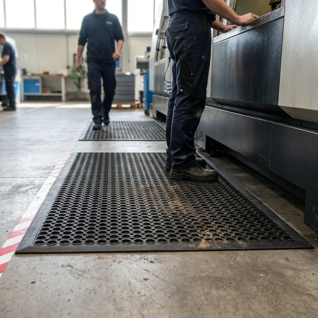 Rubber Anti-Fatigue Mat – Black – Slip-Resistant – Industrial Use