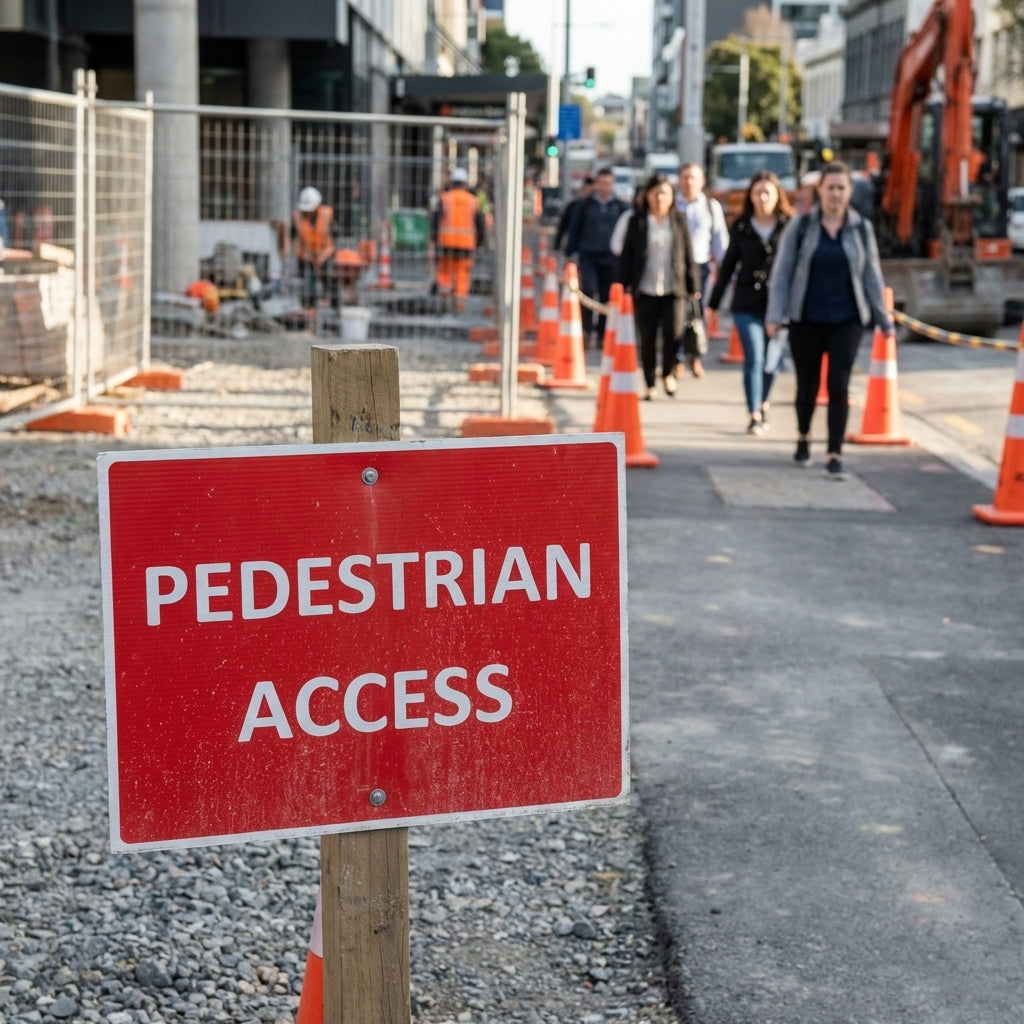 Pedestrian Access Traffic Signs – 600mm x 450mm – Rigid Plastic – Indoor/Outdoor Use