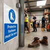 Protective Footwear Must Be Worn Safety Sign – 1mm Rigid Plastic & Vinyl – Indoor/Outdoor Use