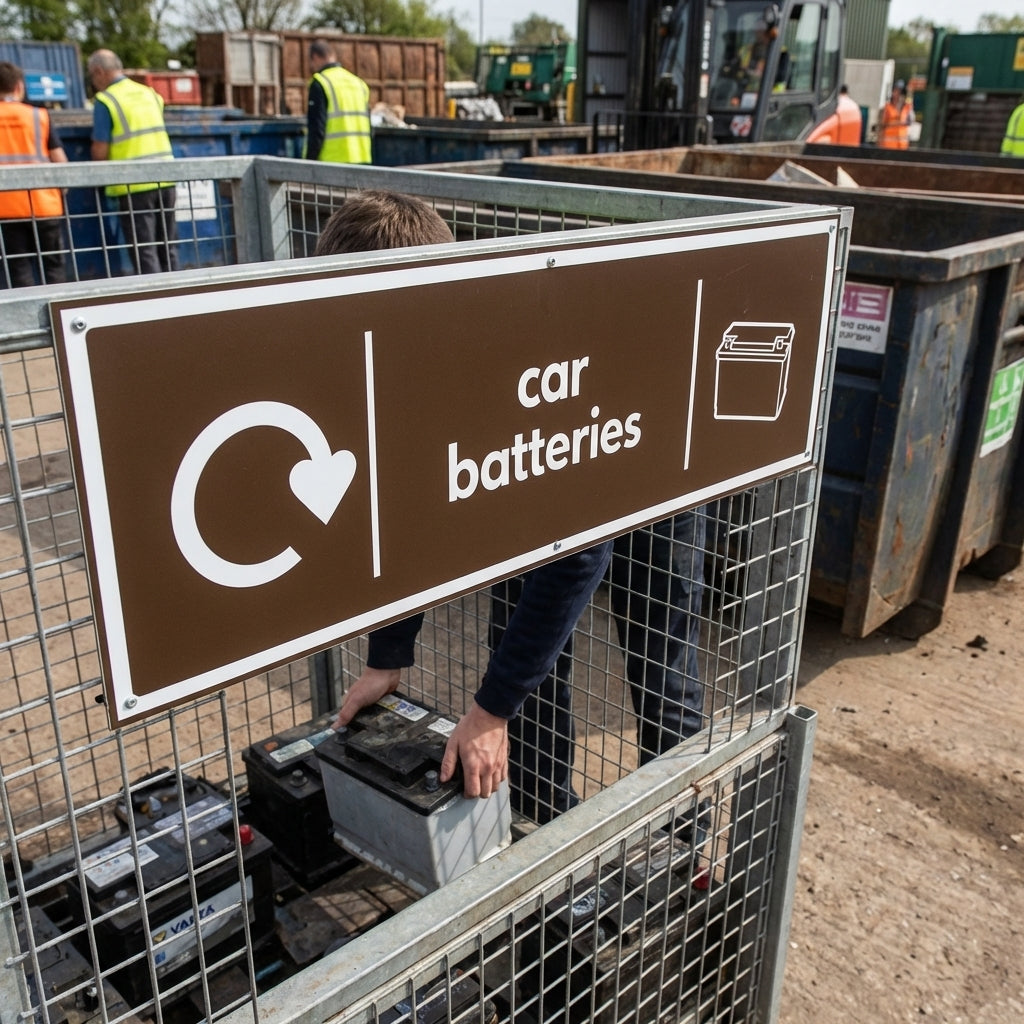 Recycling Signs – Car Batteries – 1mm Rigid Plastic – Indoor/Outdoor Use